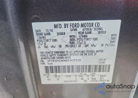 2011 Ford F150 Super Cab from USA, damaged, VIN 1FTEX1CM4BFA37235
